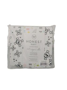 Honest Baby 100% Organic Cotton Changing Pad Cover With Skulls, Set Of 3